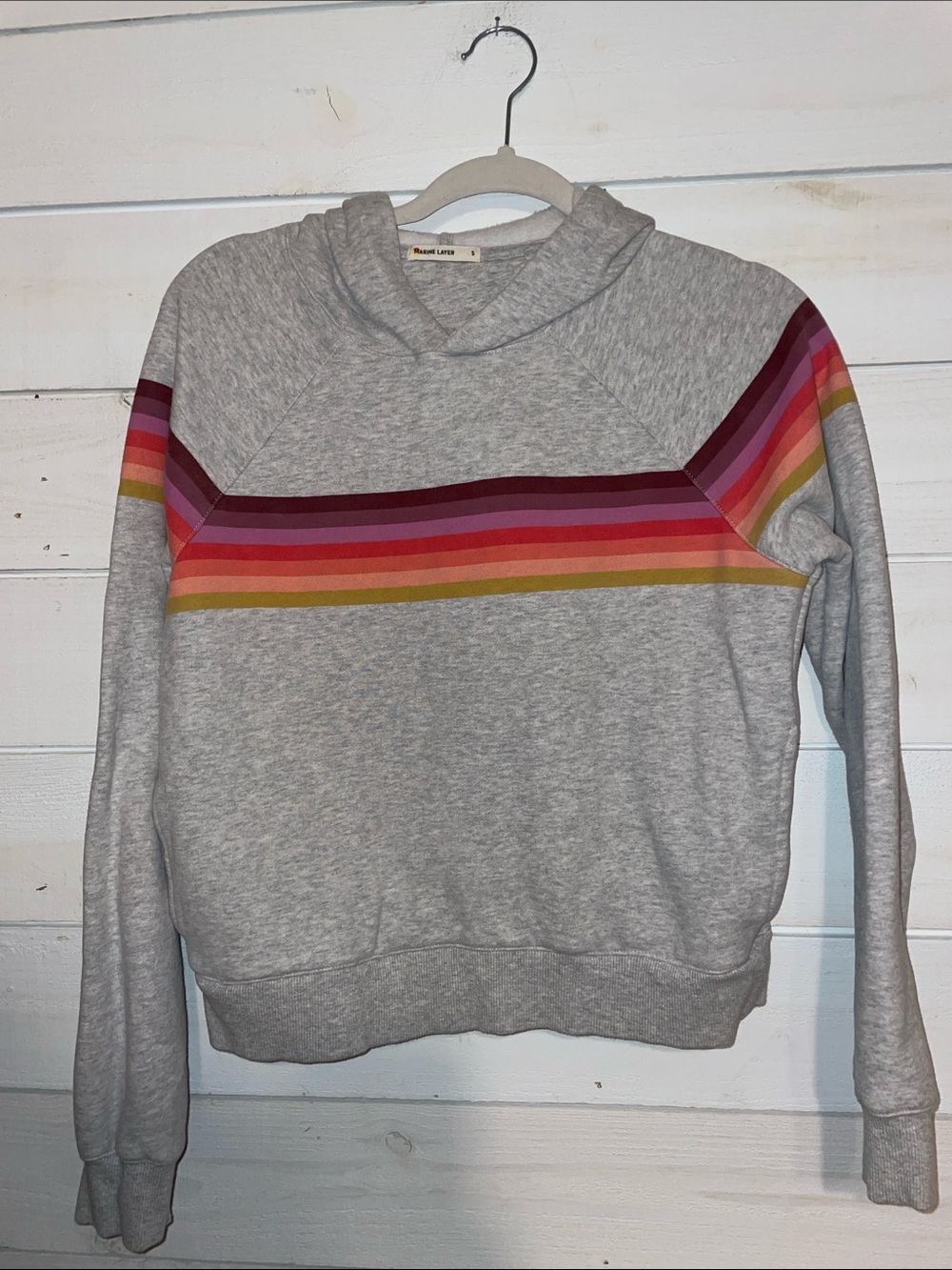 Marine Layer Gray Hoodie with Rainbow Stripe Band